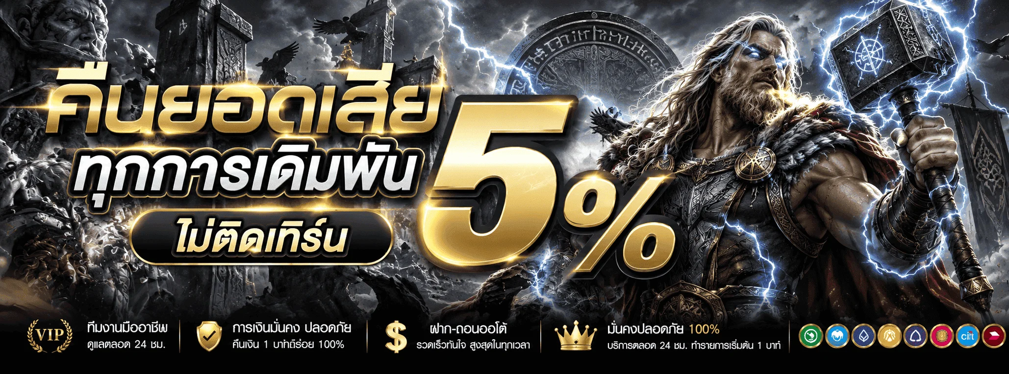 ODIN สล็อต พร้อมตัวละครเกมและโทนสีส้มดำ